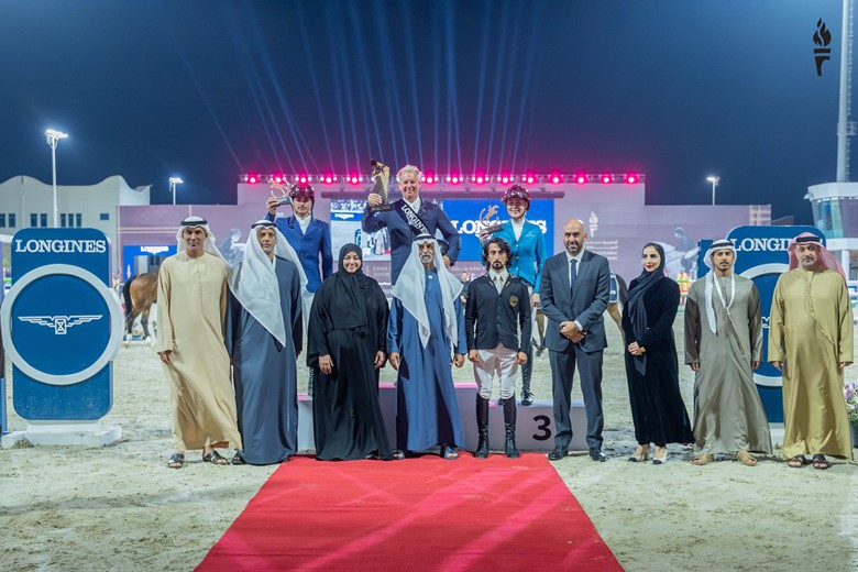 His Excellency Sheikh Nahyan bin Mubarak Al Nahyan crowns winner of Longines Grand Prix category at FBMA International Show Jumping Cup 2026